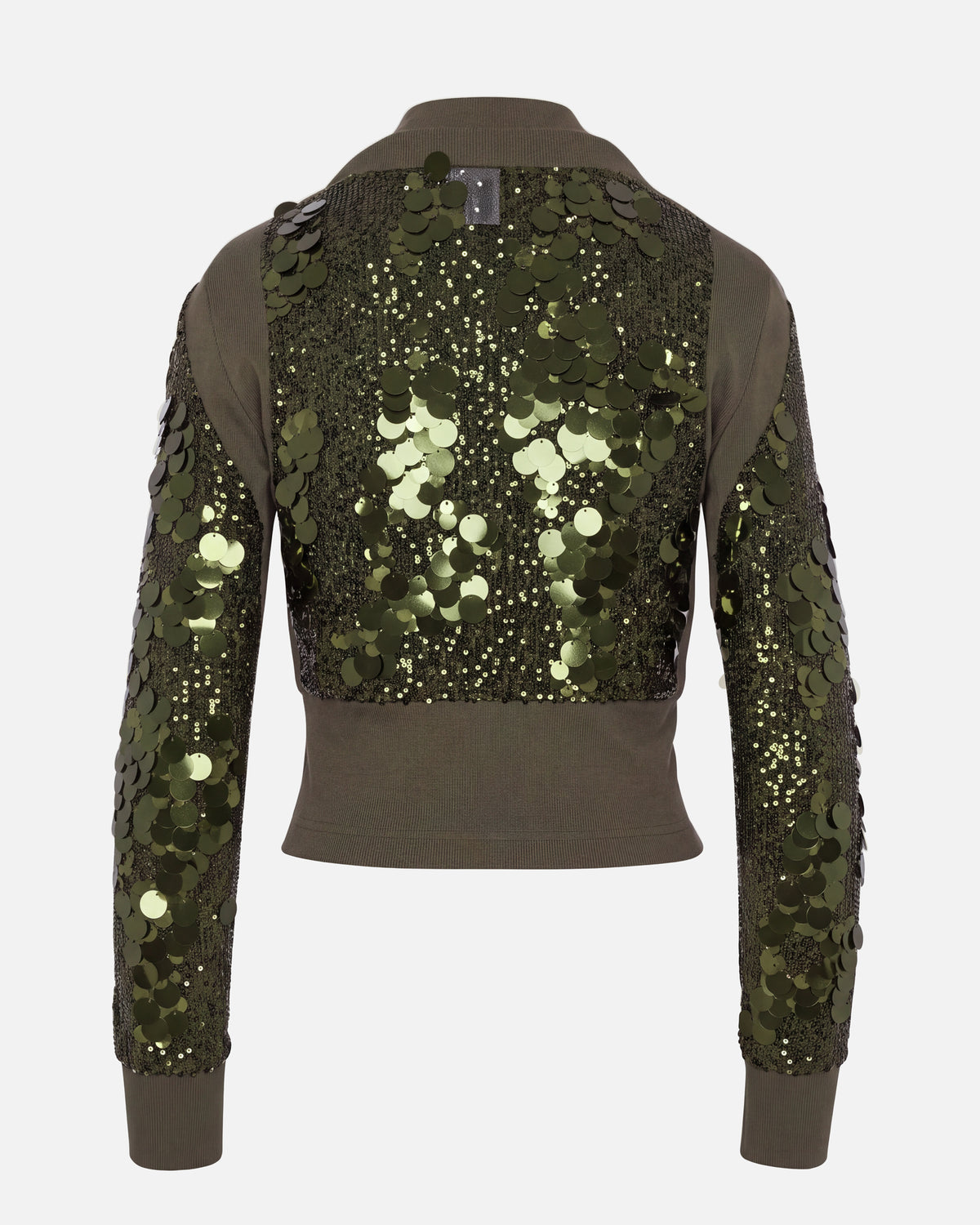 SEQUIN ZIPPED LONGSLEEVE MILITARY GREEN