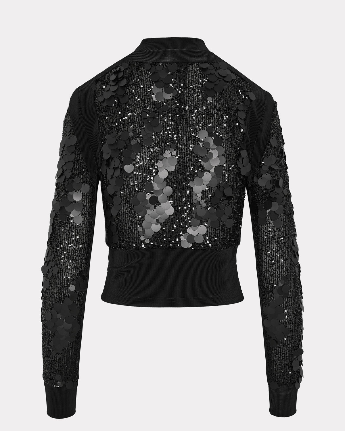 SEQUIN ZIPPED LONGSLEEVE BLACK