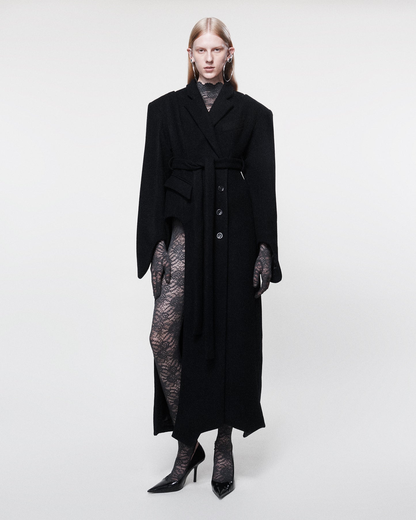 INVERSE WOOL COAT BLACK