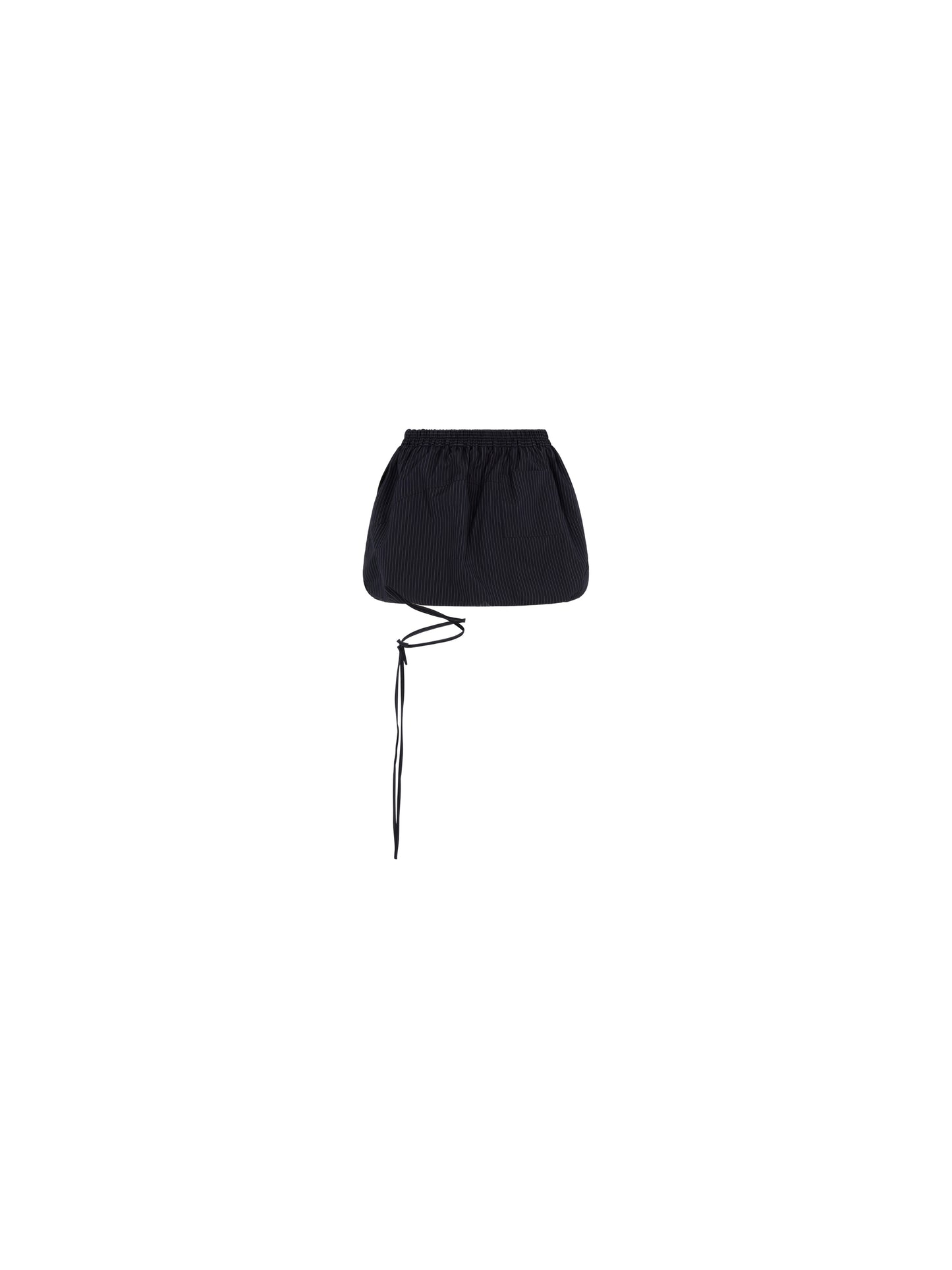 PUFFBALL SKIRT NAVY PINSTRIPE