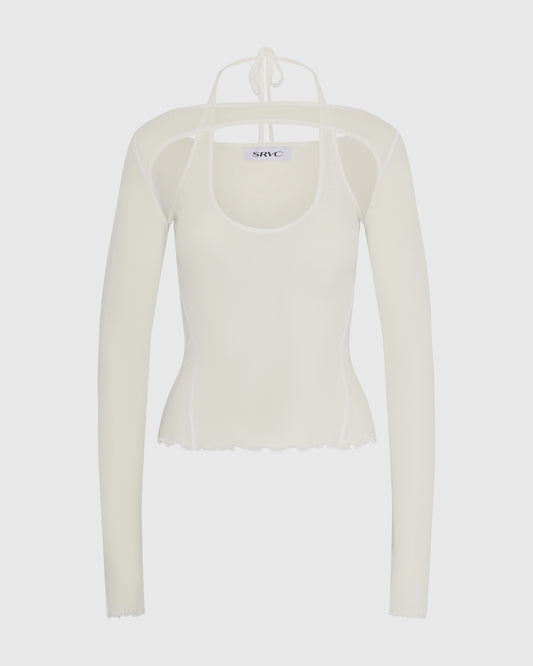 HARNESS LONG SLEEVE TOP WHITE