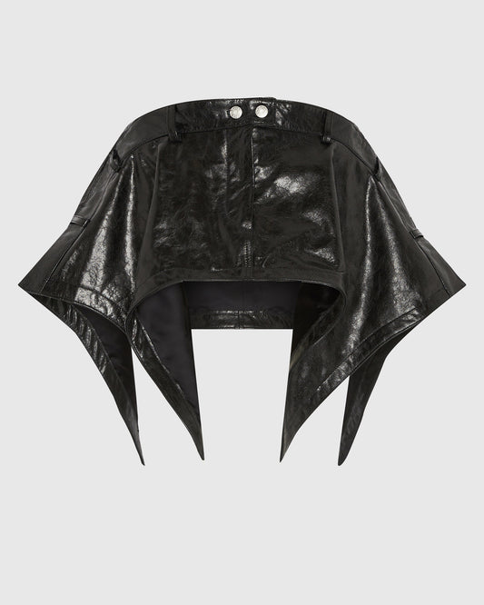 LEATHER SERPENTINE SKIRT BLACK