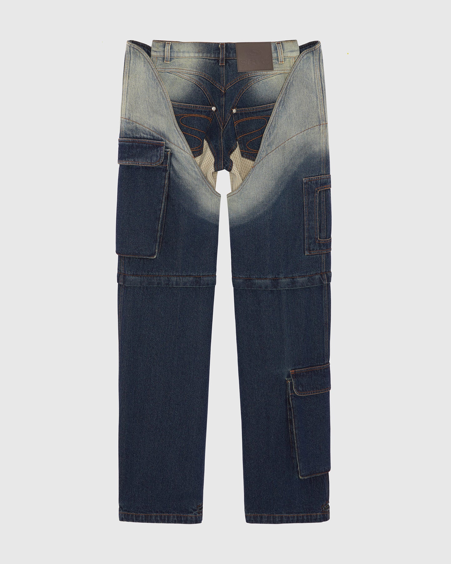DENIM CARGO PANTS WASHED BLUE
