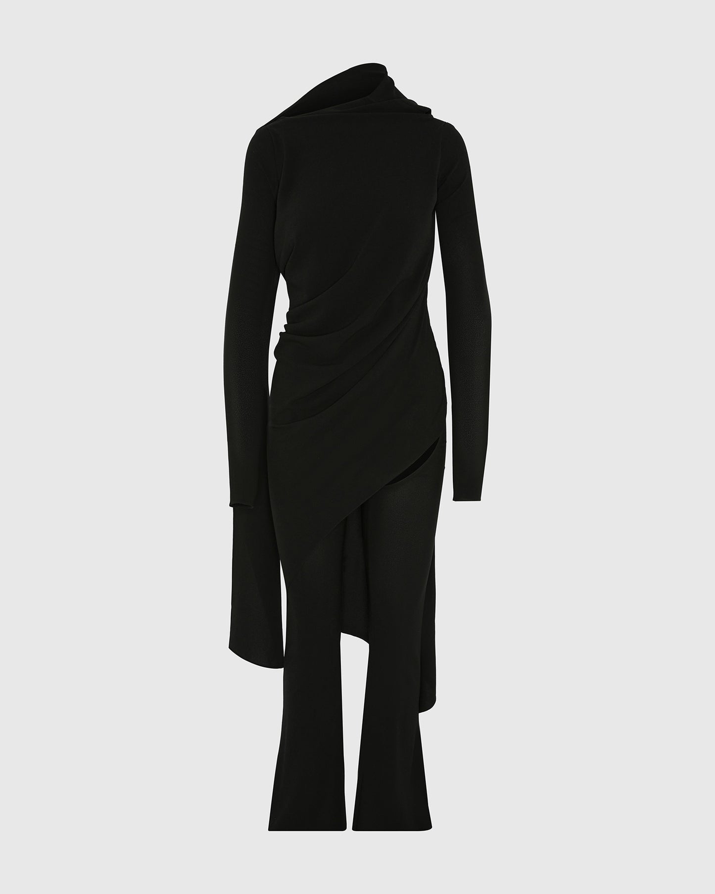 SLASHED DRAPED JUMPSUIT BLACK