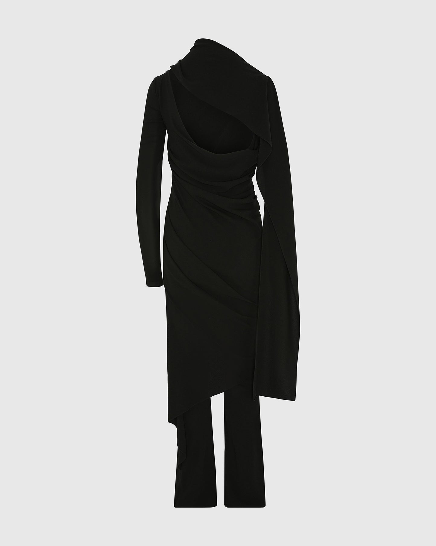 SLASHED DRAPED JUMPSUIT BLACK