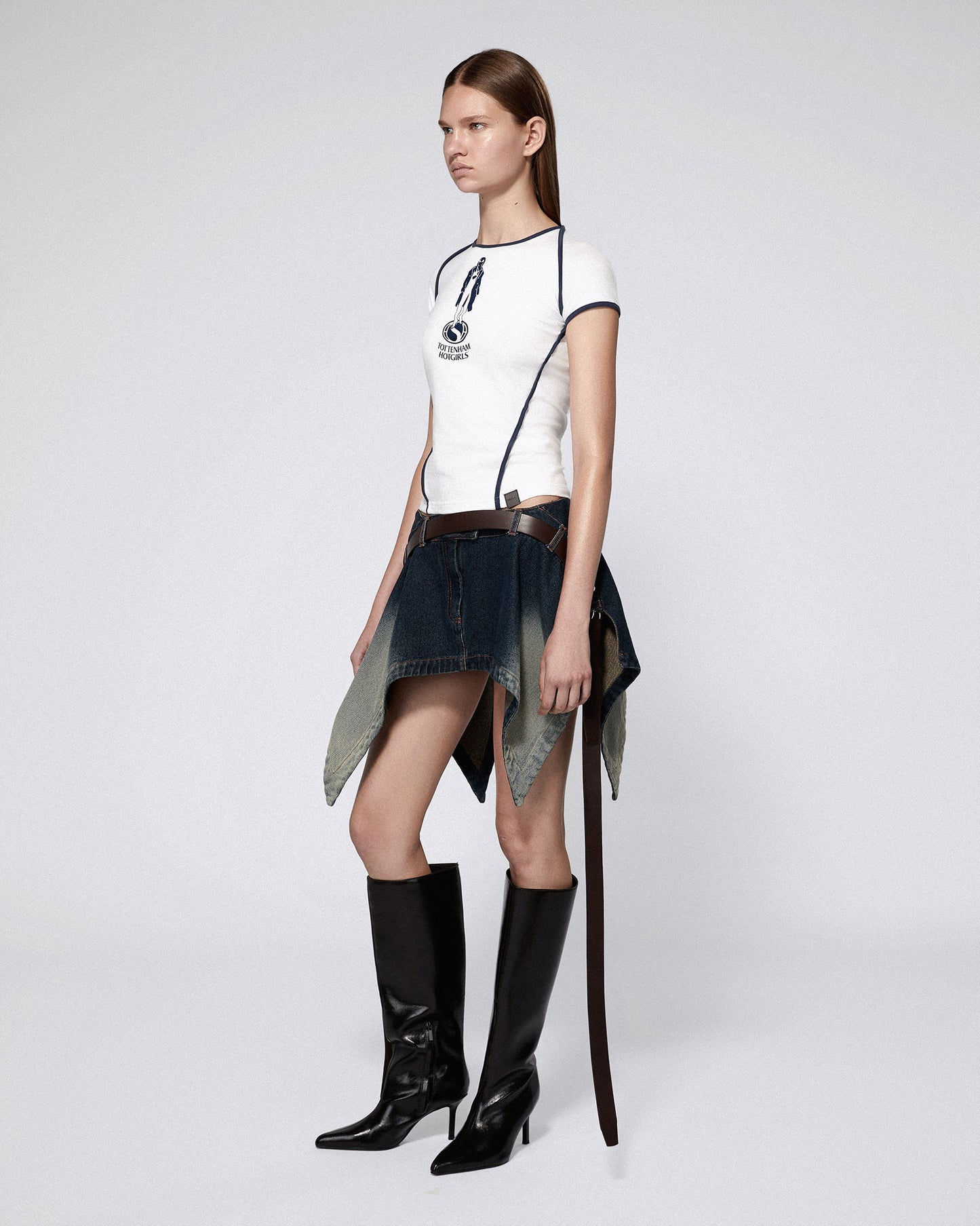SERPENTINE TAILORED SKIRT WASHED BLUE