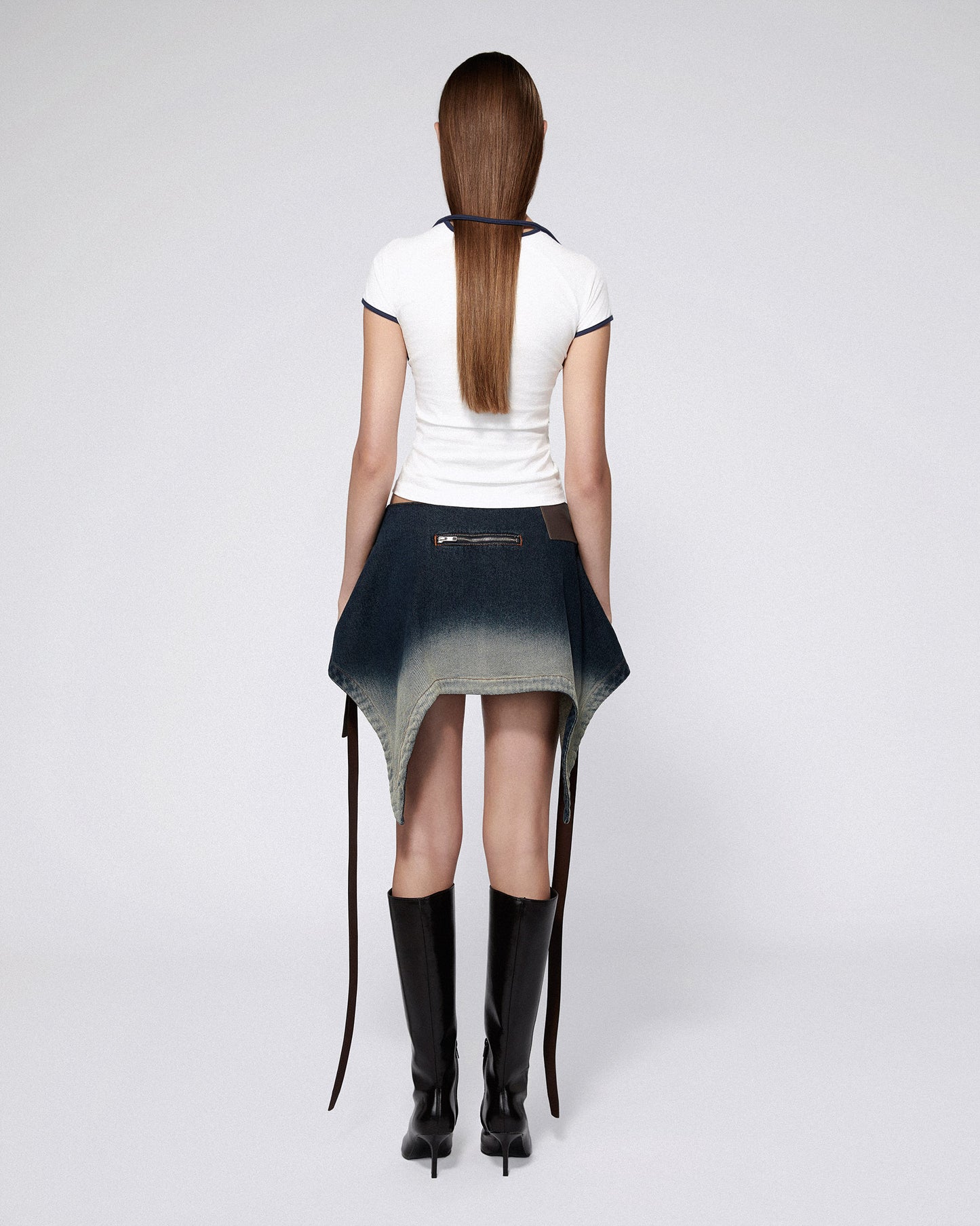 SERPENTINE TAILORED SKIRT WASHED BLUE