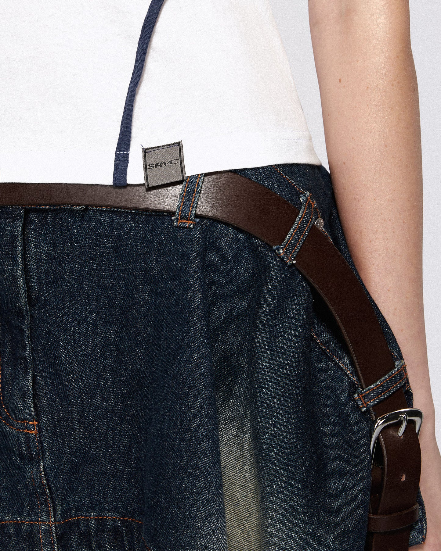 SERPENTINE TAILORED SKIRT WASHED BLUE
