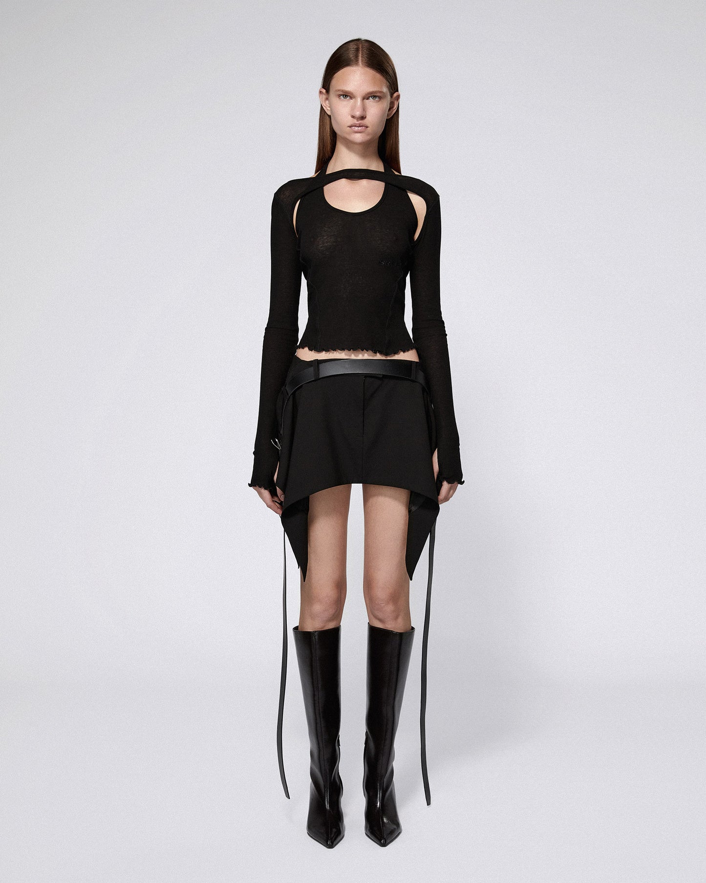 HARNESS LONG SLEEVE TOP BLACK