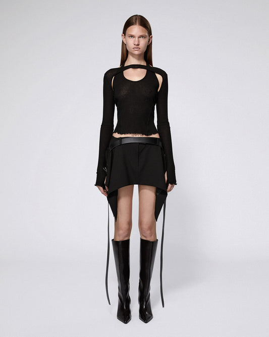 HARNESS LONG SLEEVE TOP BLACK
