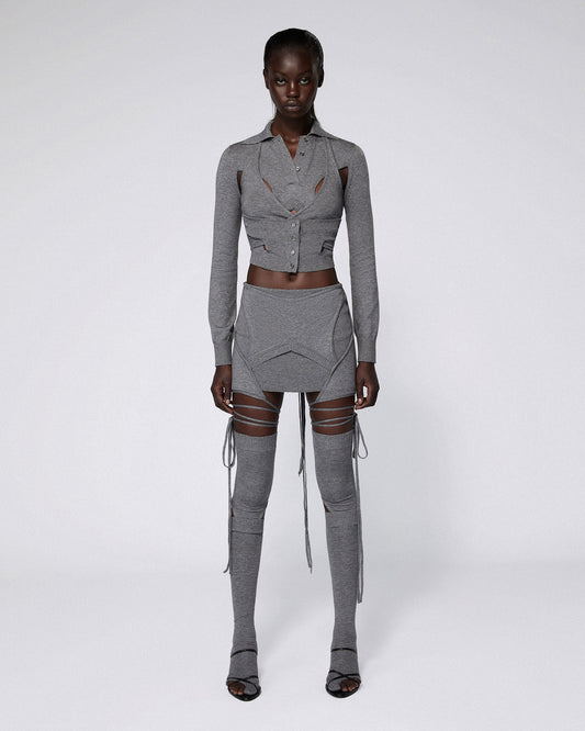 ARMOUR KNIT SKIRT GREY