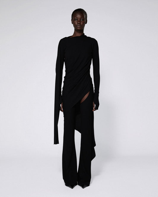 SLASHED DRAPED JUMPSUIT BLACK