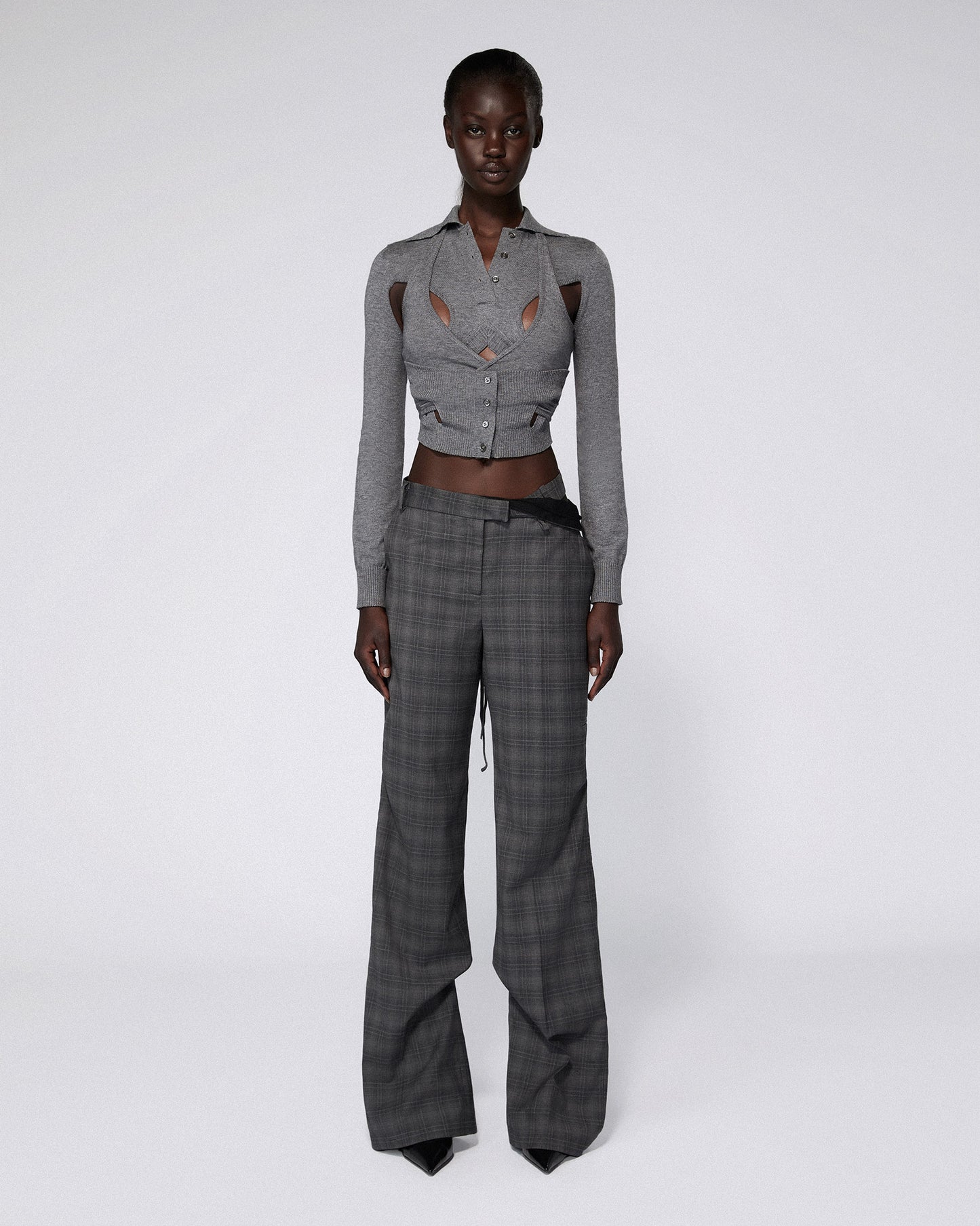 FRAGMENT TAILORED TROUSERS CHARCOAL CHECK