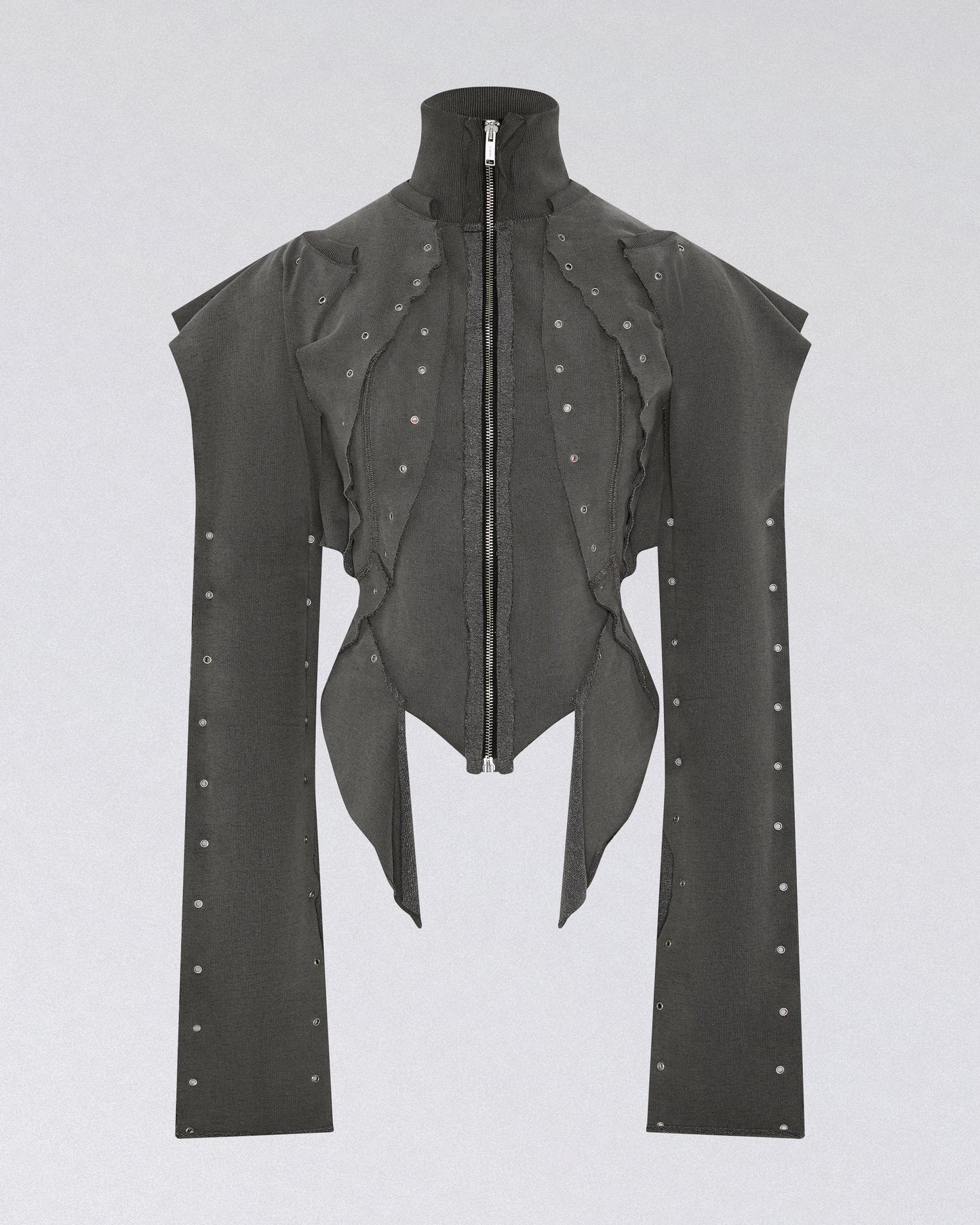 EYELET SWEAT TOP GREY