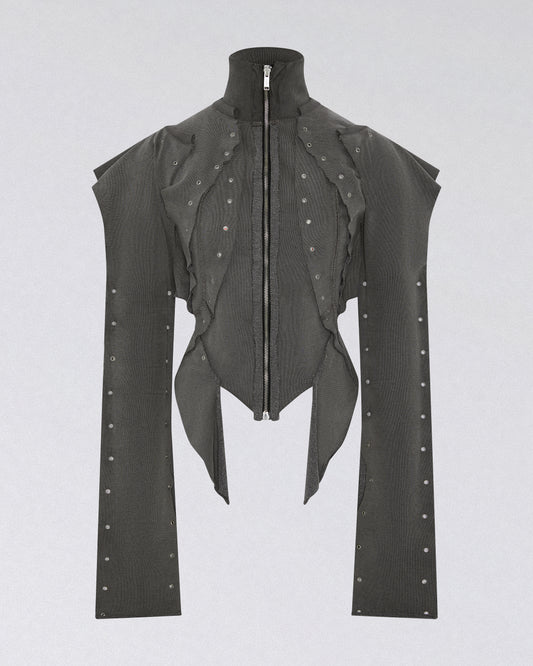 EYELET SWEAT TOP GREY