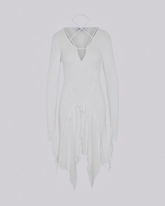STILETTO RIB DRESS WHITE