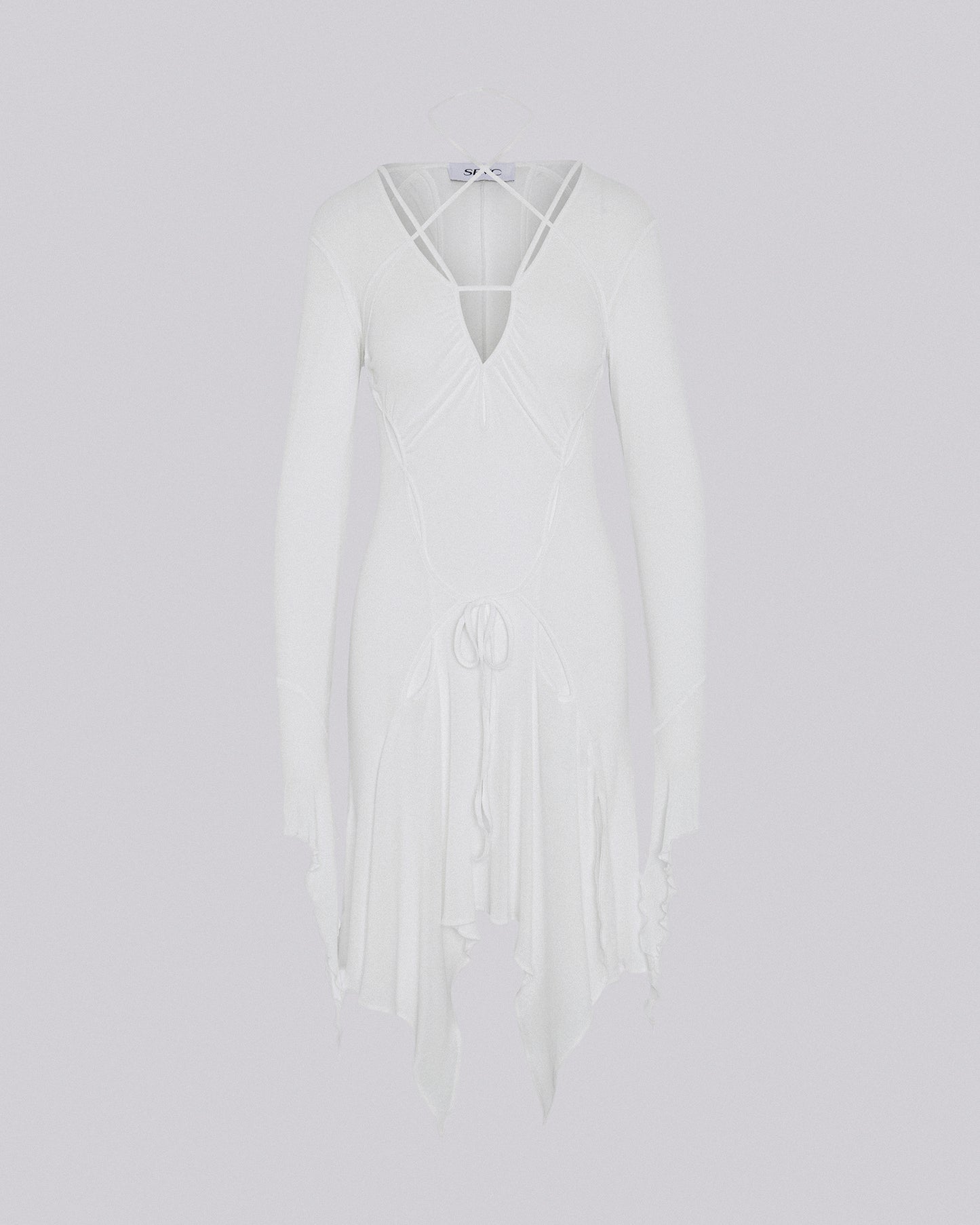 STILETTO RIB DRESS WHITE