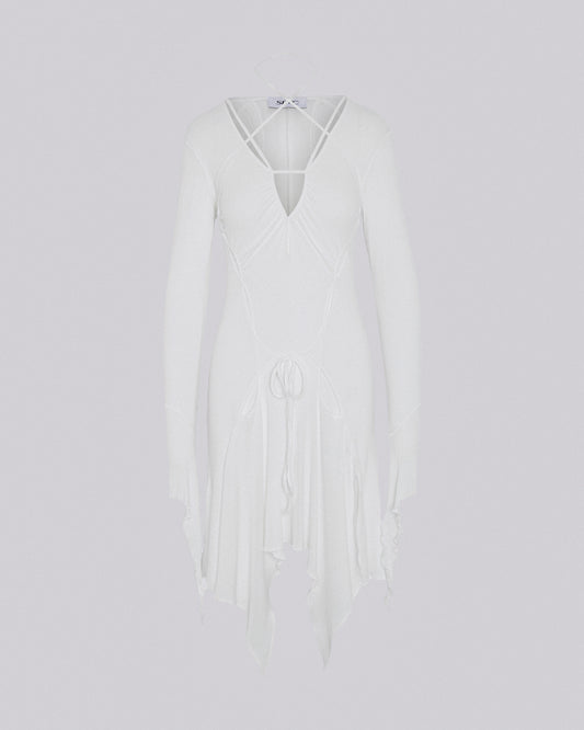 STILETTO RIB DRESS WHITE
