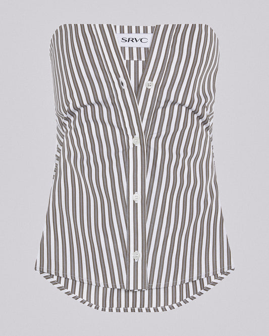 ORIGAMI SHIRT CORSET BROWN STRIPE