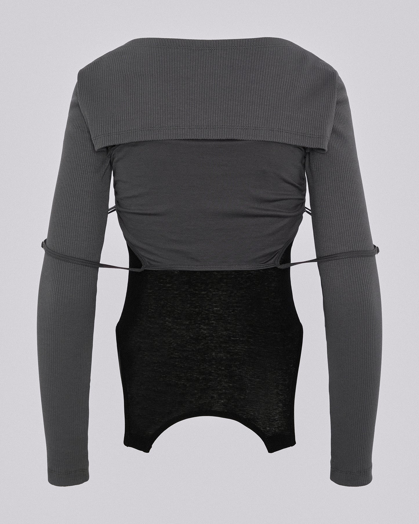 LAYERED PYJAMA TOP DARK GREY