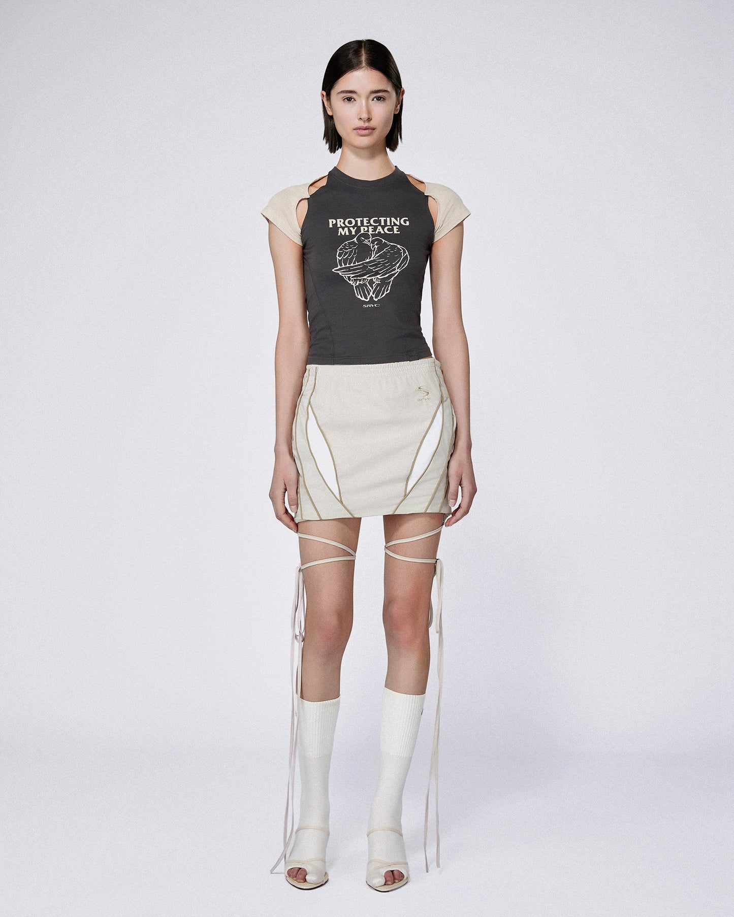 SLASH TRACK SKIRT STONE