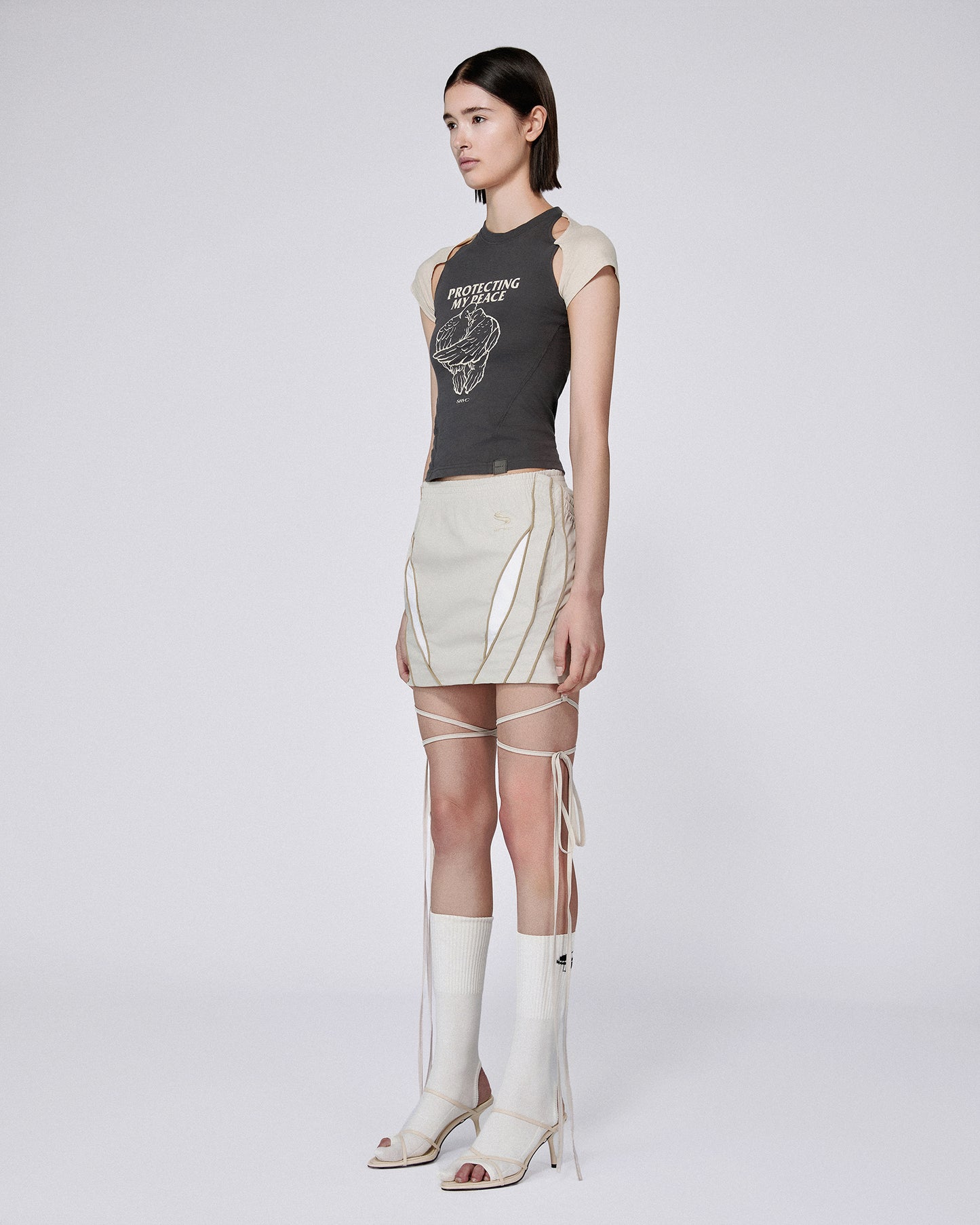 SLASH TRACK SKIRT STONE