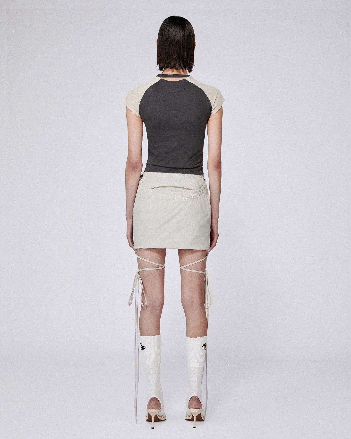 SLASH TRACK SKIRT STONE