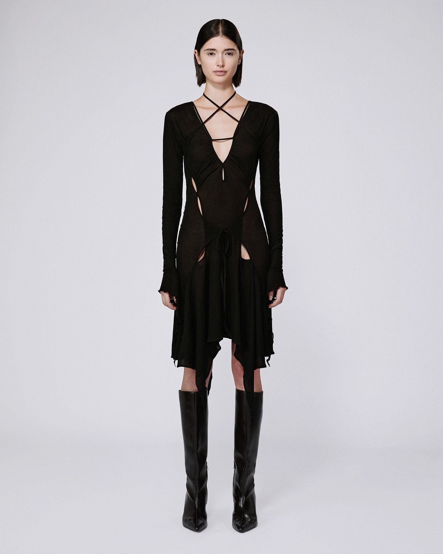 STILETTO RIB DRESS BLACK