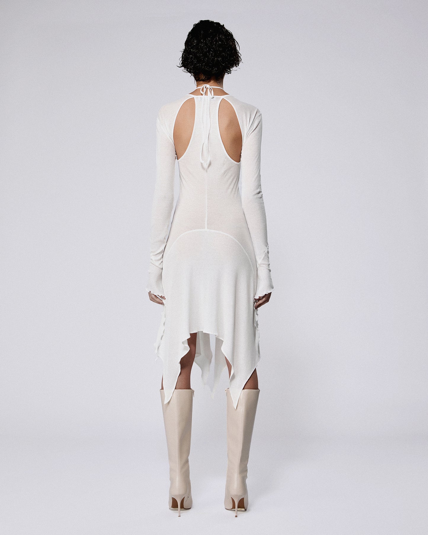 STILETTO RIB DRESS WHITE