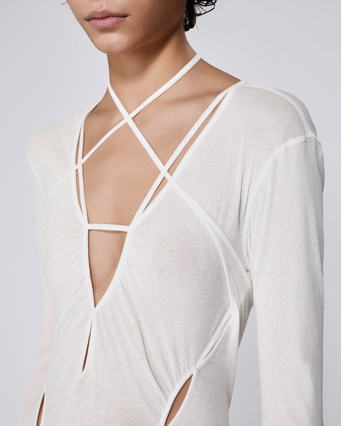 STILETTO RIB DRESS WHITE