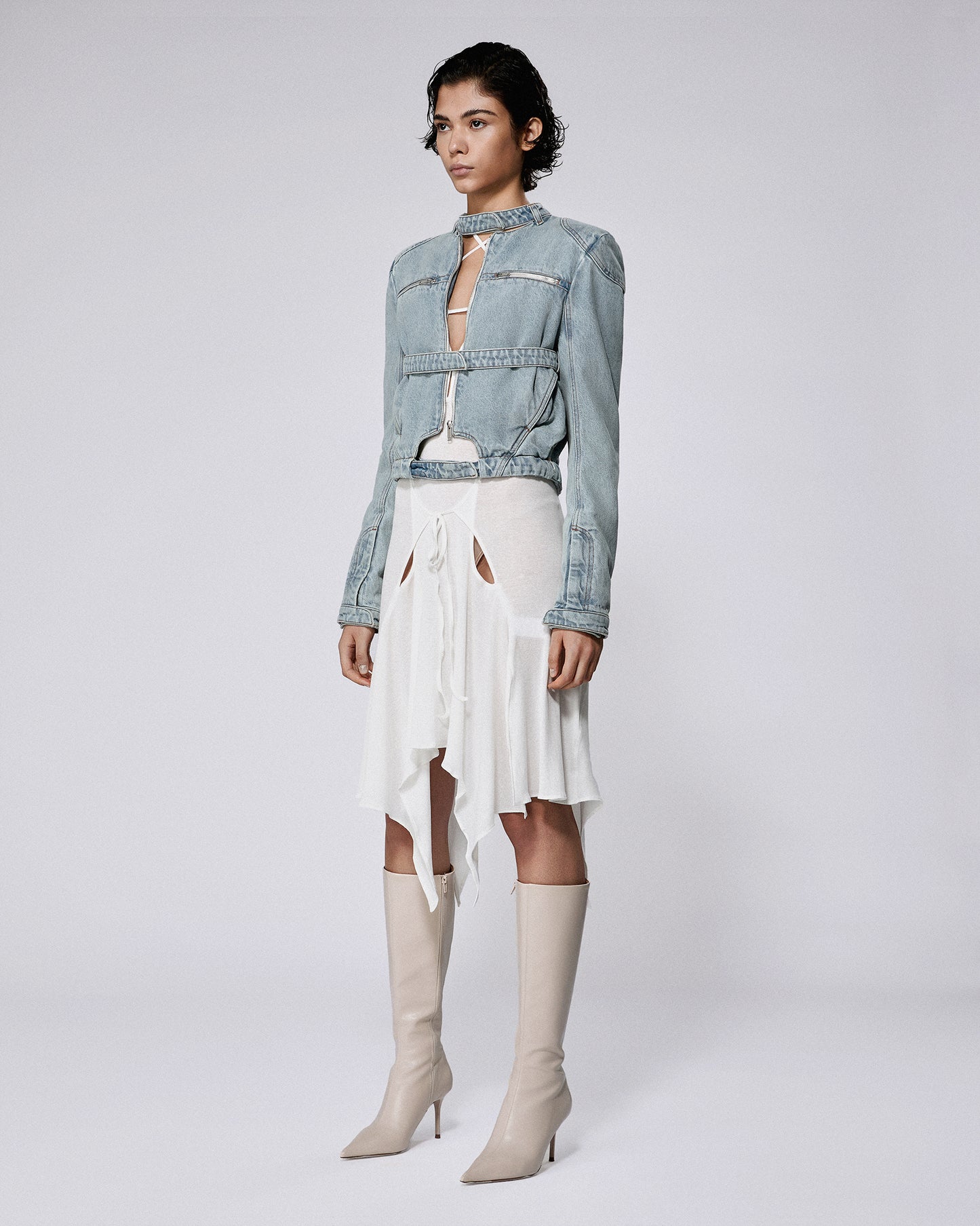 MOTO JACKET DENIM PALE BLUE