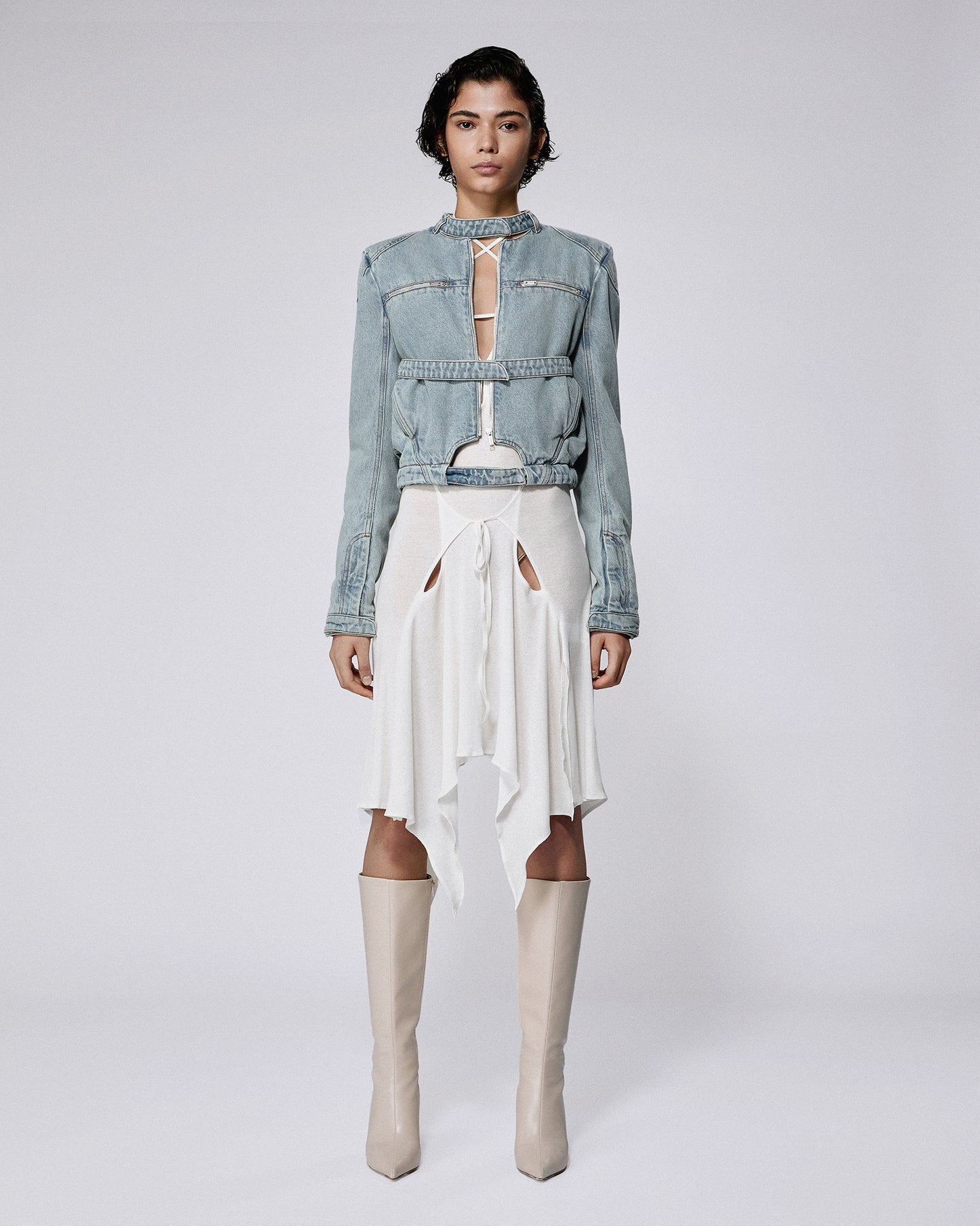 MOTO JACKET DENIM PALE BLUE