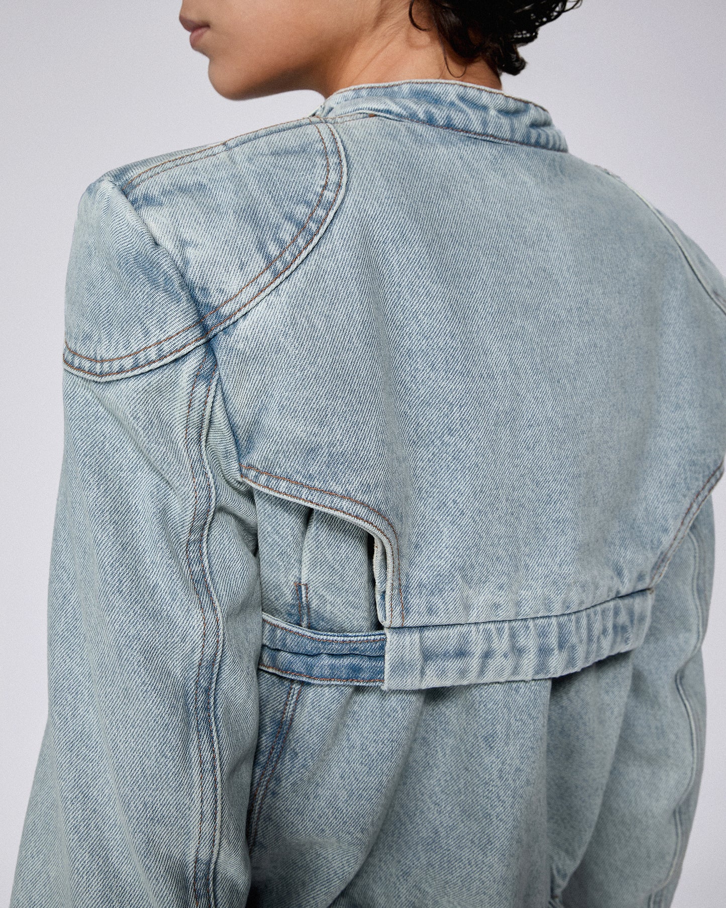 MOTO JACKET DENIM PALE BLUE