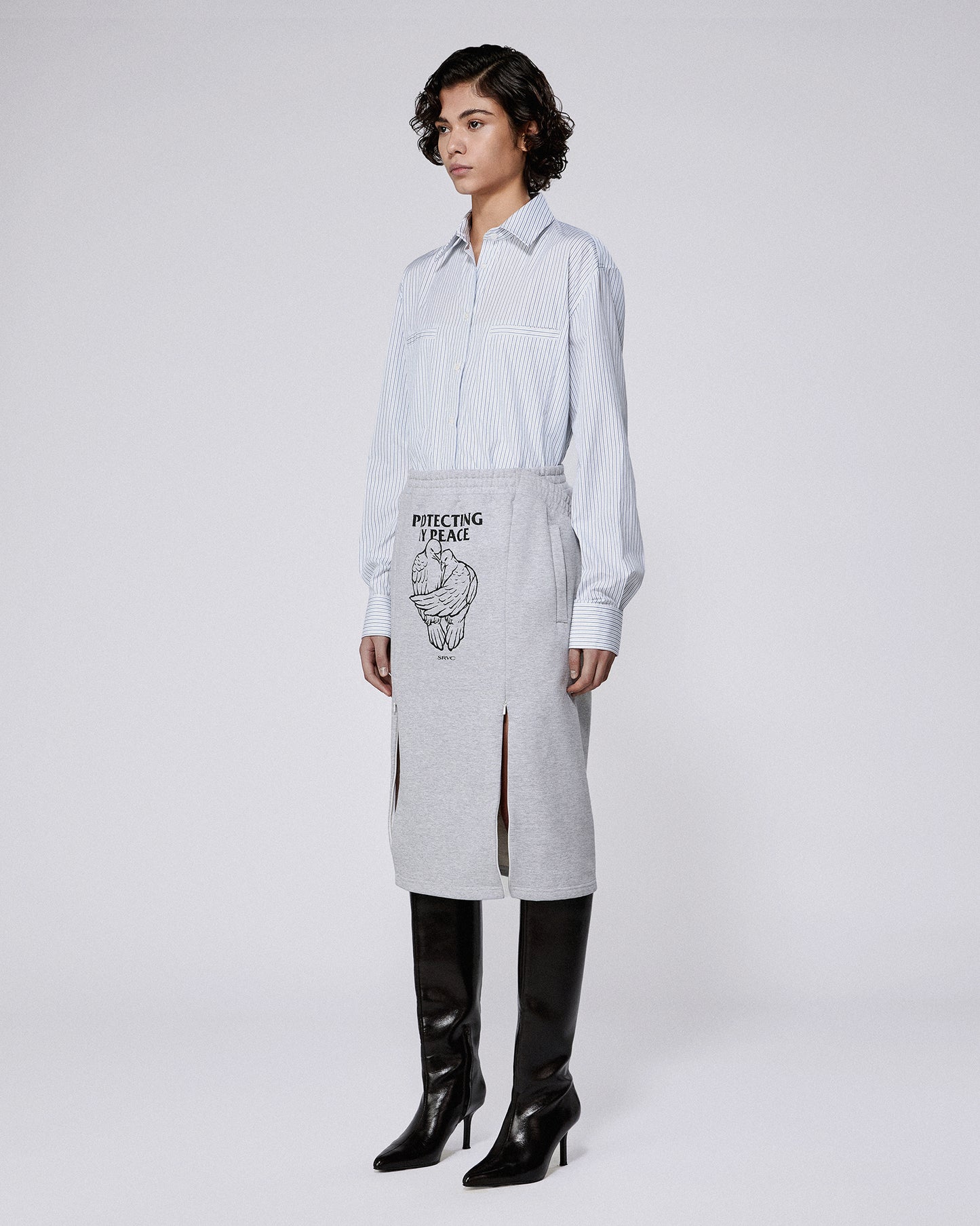 HOME OFFICE SKIRT MARL GREY