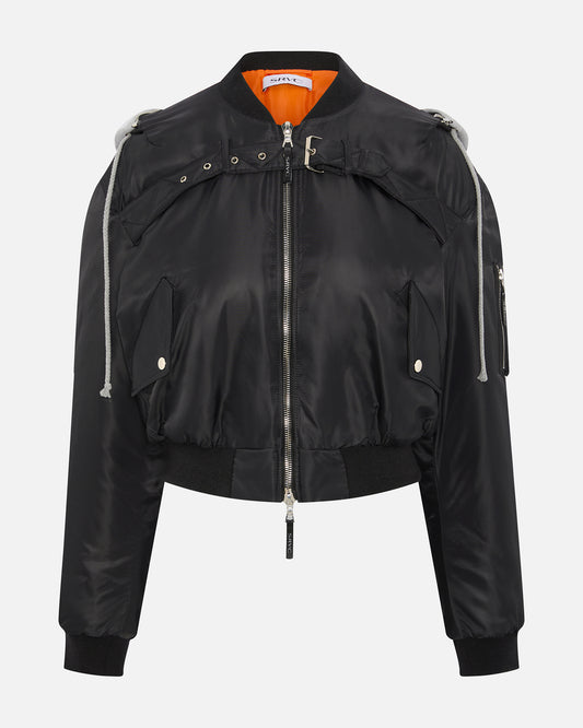 HARNESS HOODED BOMBER BLACK