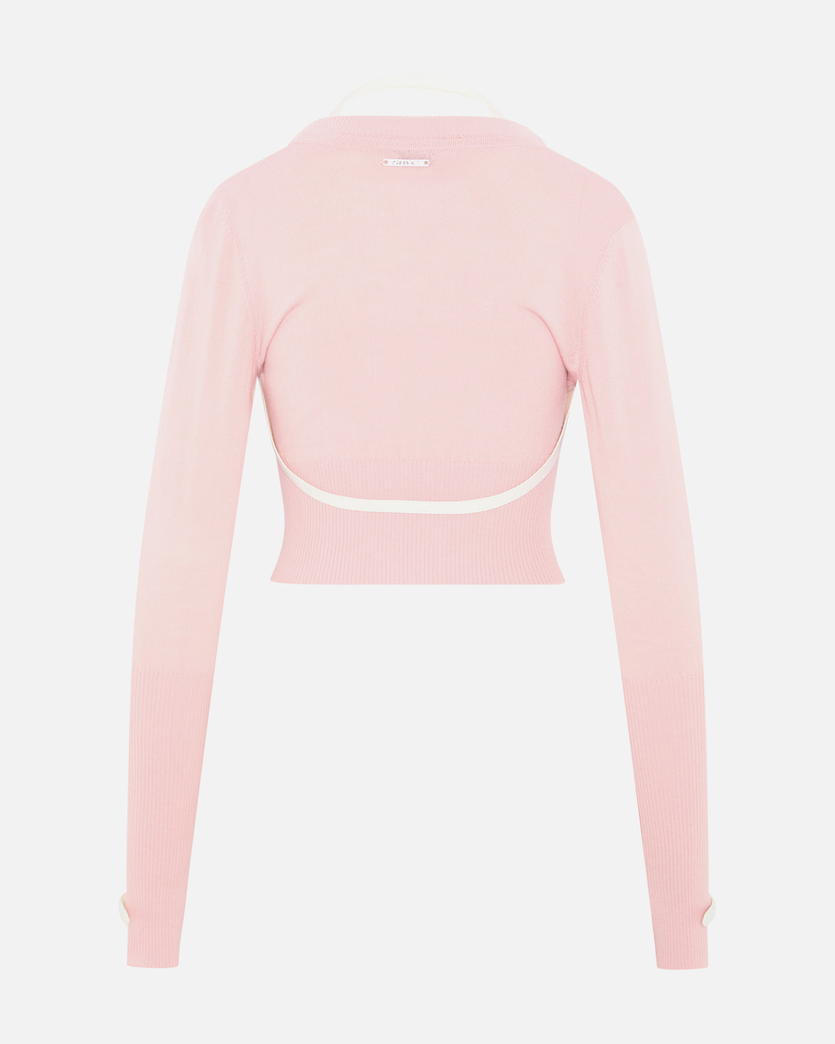NOCTURNE KNIT CARDIGAN WITH PATENT LEATHER BELT BABY PINK