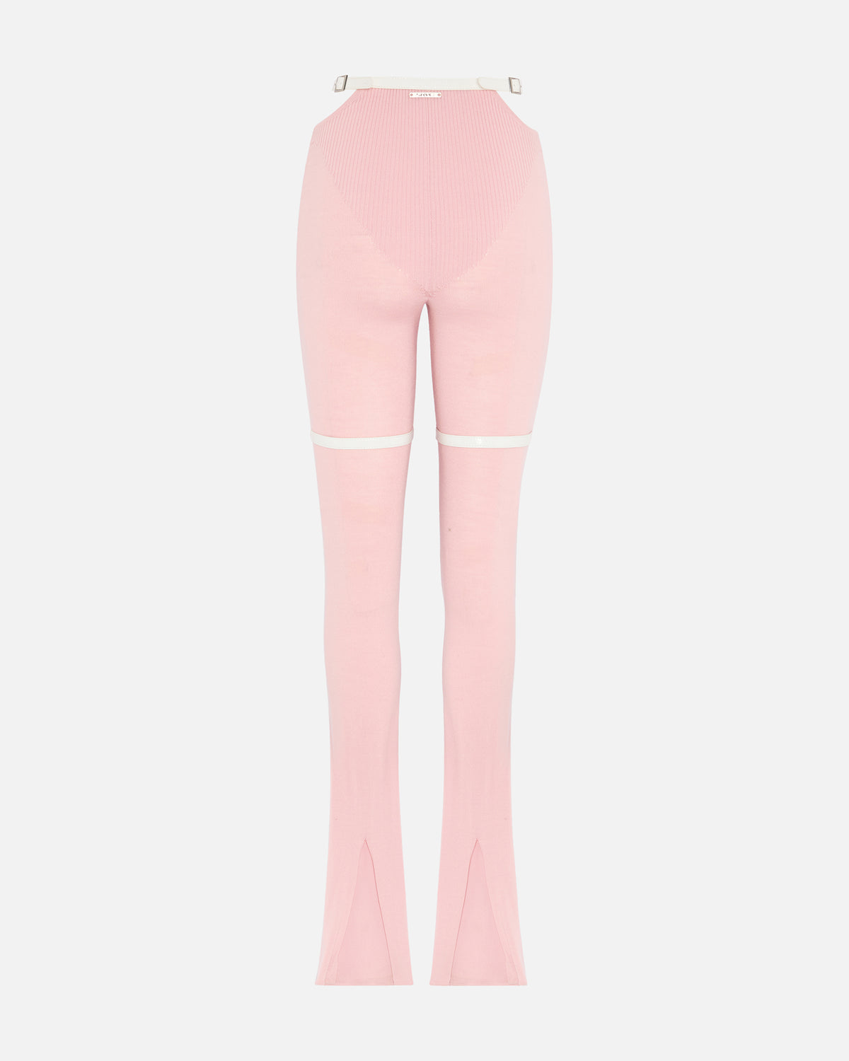 NOCTURNE KNIT PANTS WITH PATENT LEATHER BELT BABY PINK