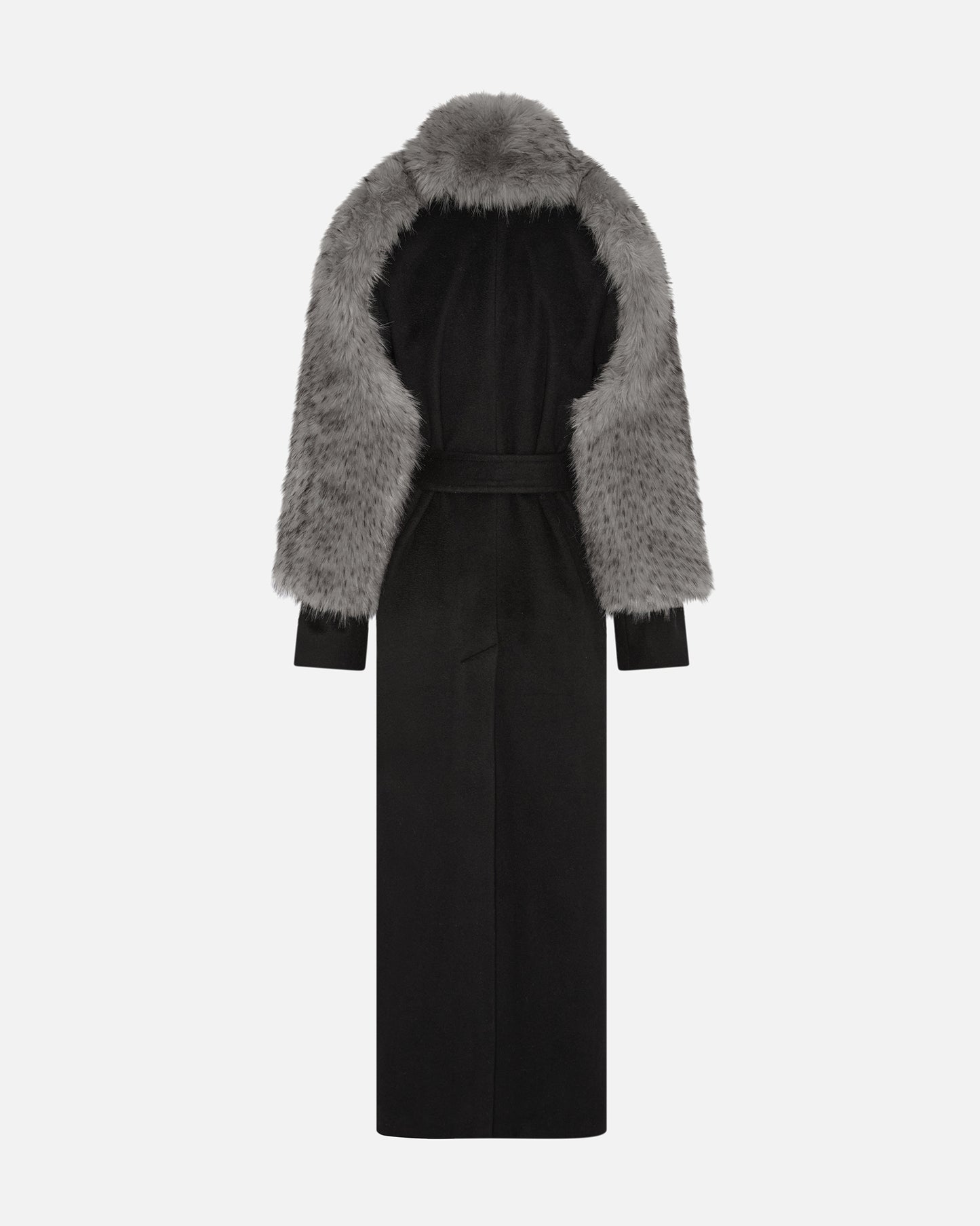 RAVEN COAT WITH DETACHABLE FAUX FUR GREY/BLACK