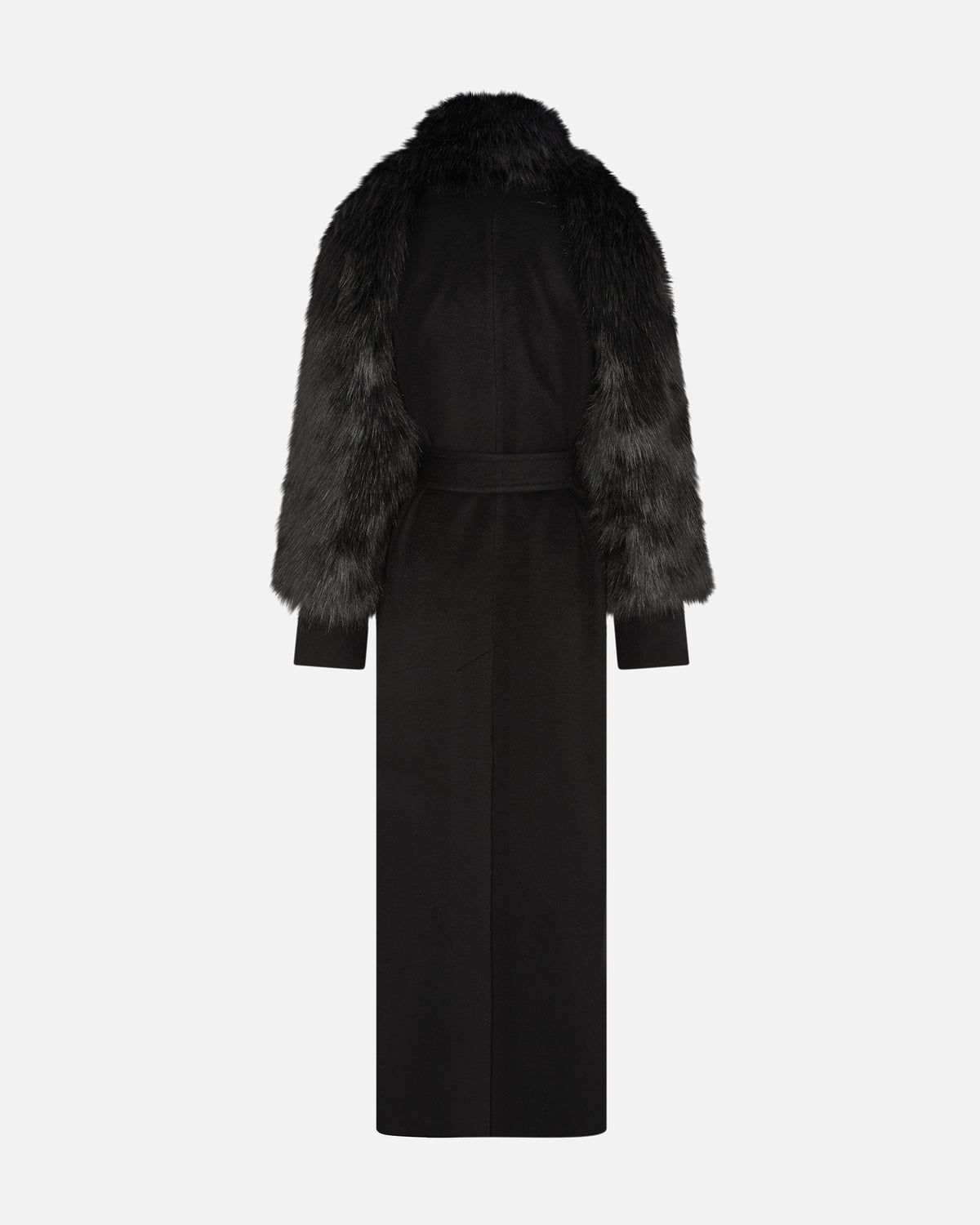 RAVEN COAT WITH DETACHABLE FAUX FUR BLACK