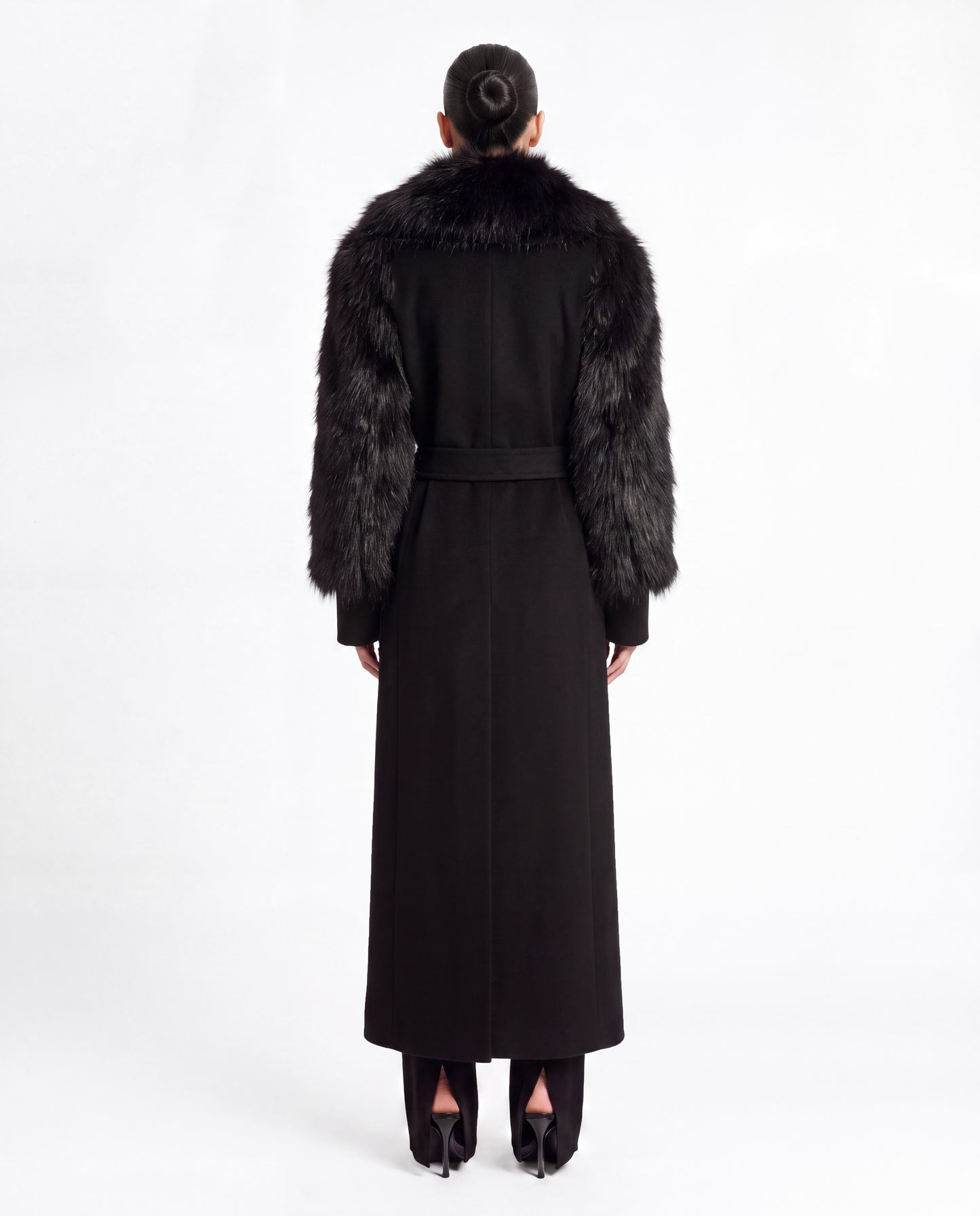 RAVEN COAT WITH DETACHABLE FAUX FUR BLACK