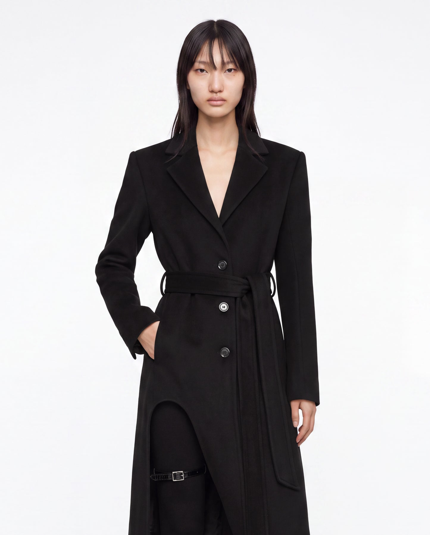 RAVEN COAT WITH DETACHABLE FAUX FUR GREY/BLACK