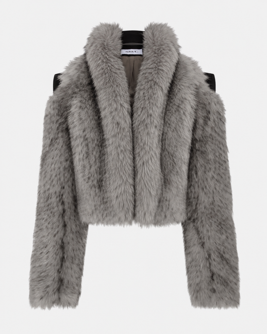 LYRA FAUX FUR JACKET GREY/BLACK