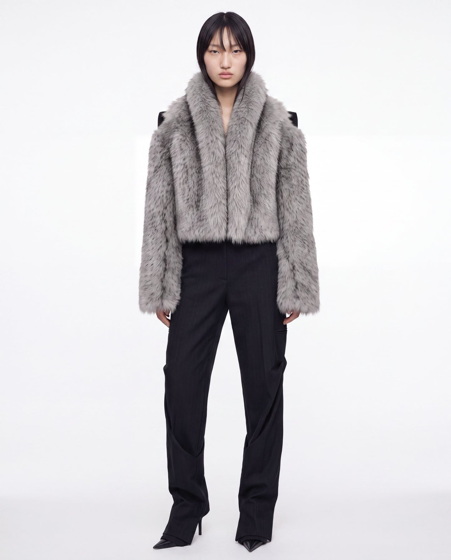 LYRA FAUX FUR JACKET GREY/BLACK