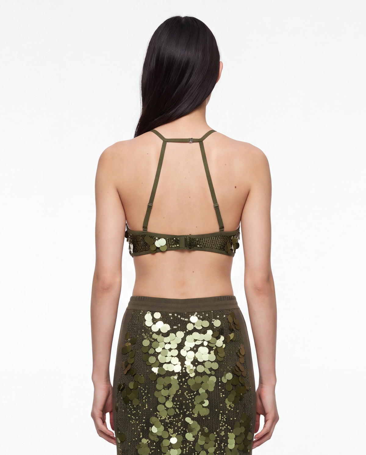 SEQUIN BRALETTE MILITARY GREEN