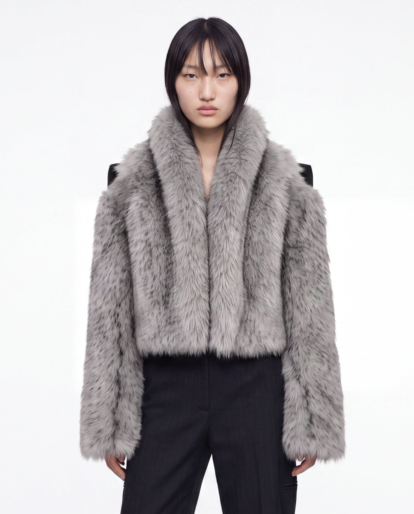 LYRA FAUX FUR JACKET GREY/BLACK