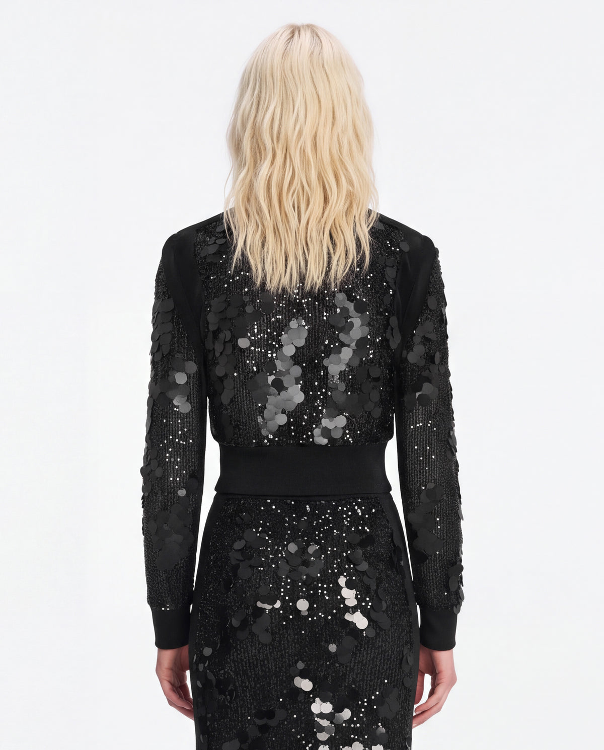 SEQUIN ZIPPED LONGSLEEVE BLACK