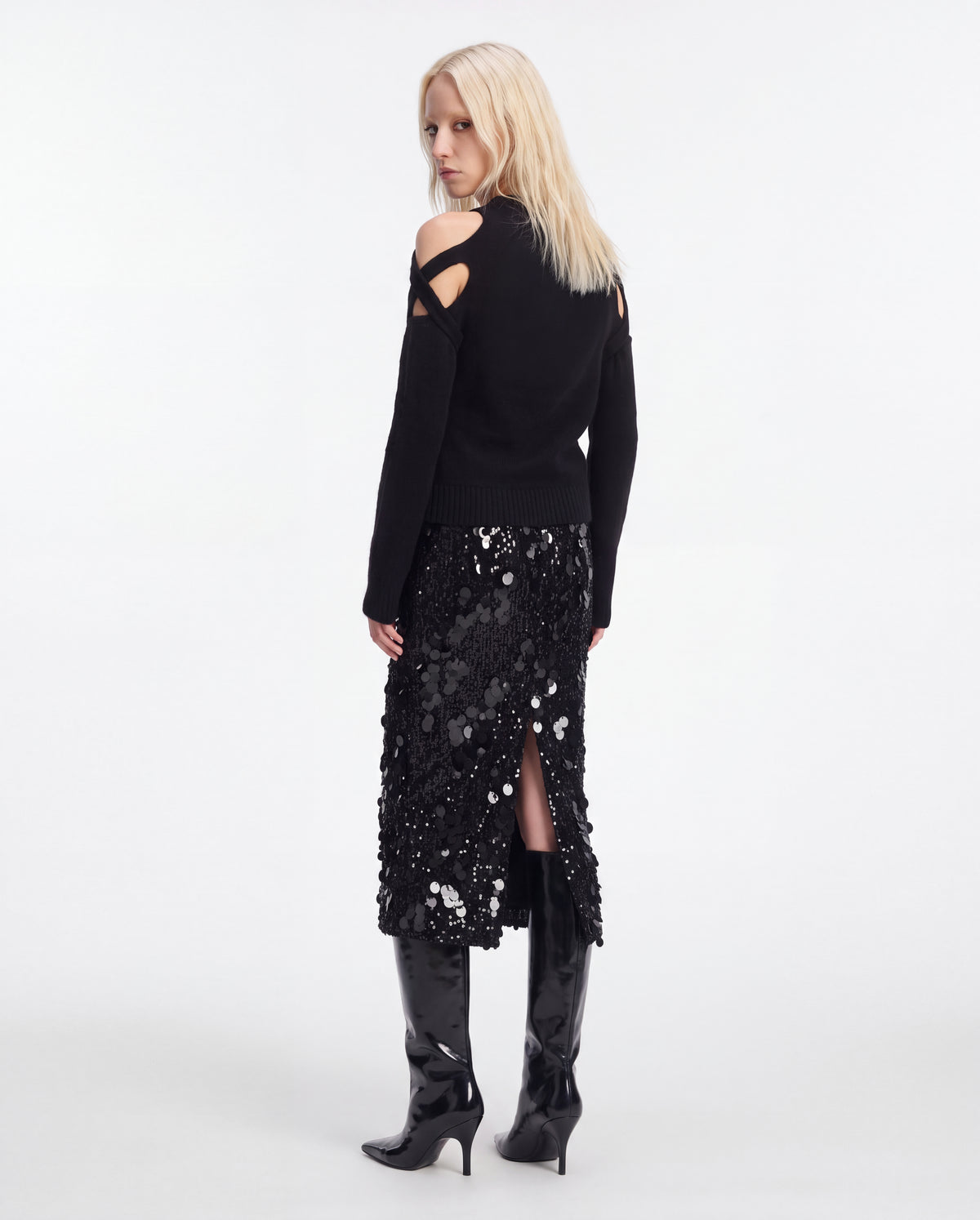 HYBRID SEQUIN SKIRT BLACK