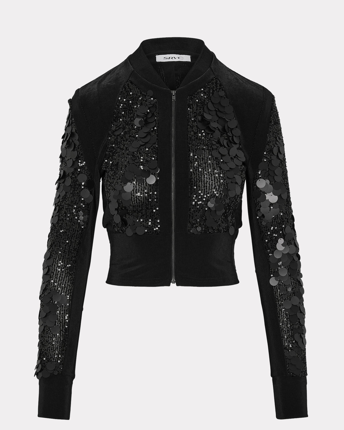 SEQUIN ZIPPED LONGSLEEVE BLACK