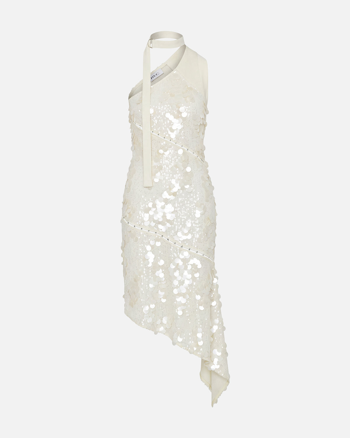 ASYMMETRIC SEQUIN DRESS IVORY