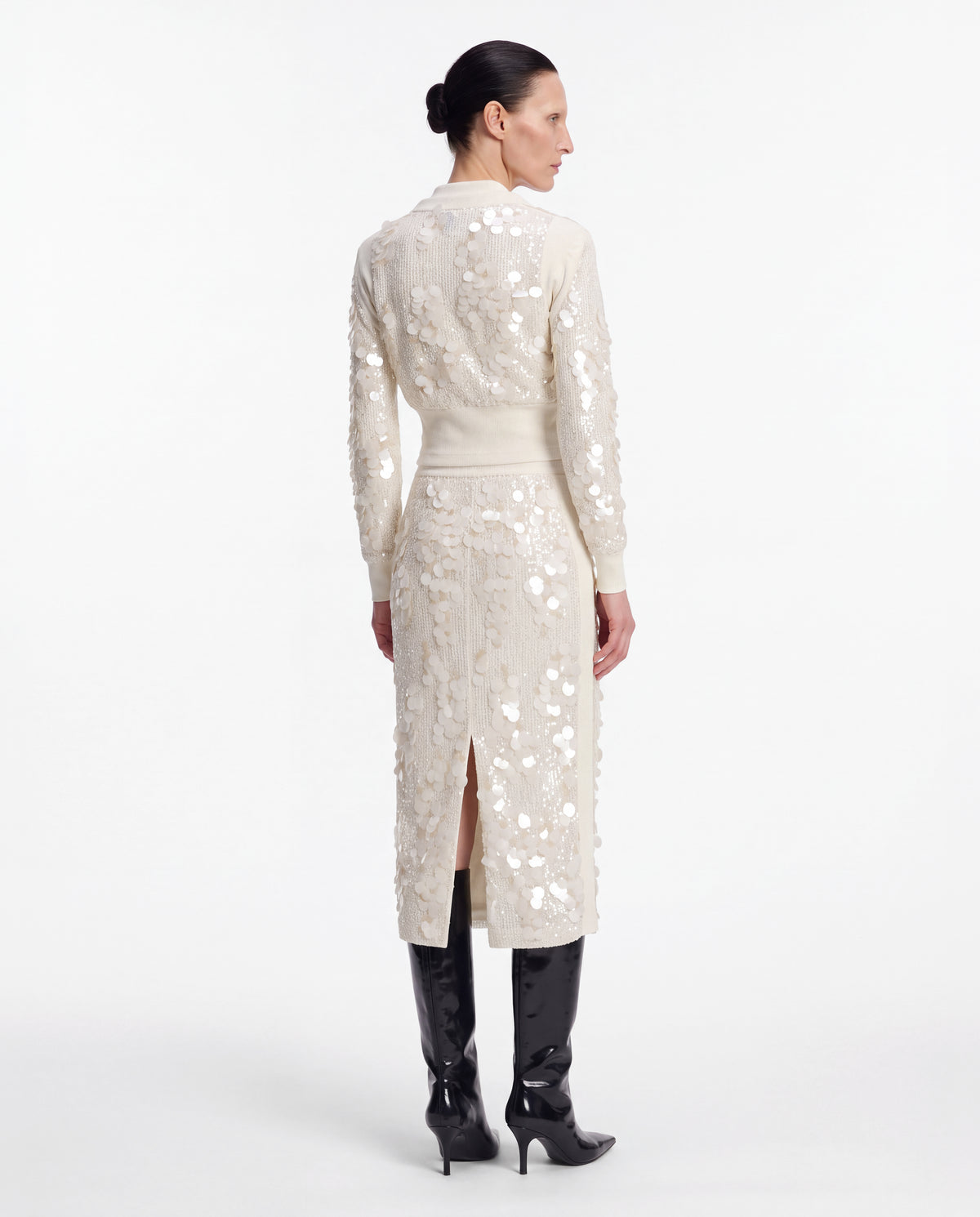 SEQUIN ZIPPED LONGSLEEVE IVORY